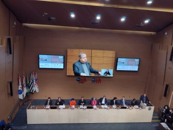 Presidente do TRE-SP, des. Paulo Galizia, durante a abertura do Congresso Paulista de Direito El...