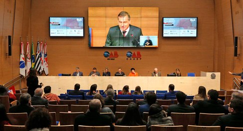 Presidente do TRE-SP, des. Paulo Galizia, durante a abertura do Congresso Paulista de Direito El...